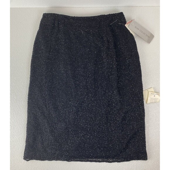 VTG Sean Collection Women L Black Formal Witchy Beaded Skirt ClassicCore NWT - Picture 3 of 14